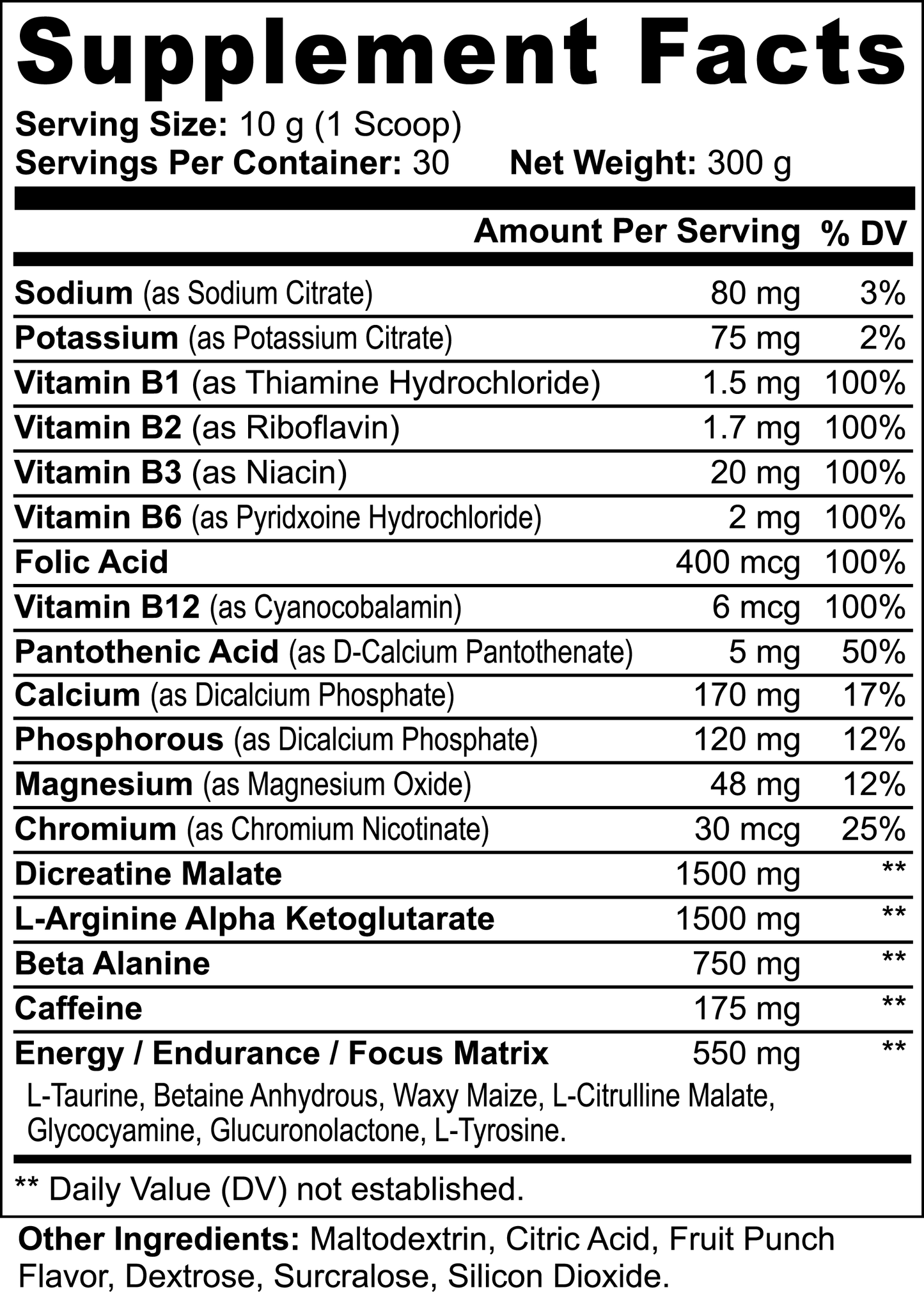 Polvo previo al entrenamiento de choque nítrico (ponche de frutas)